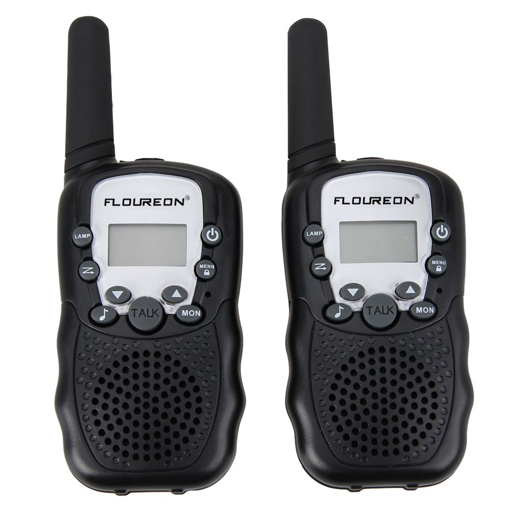 FLOUREON Walkie Talkies for Kids 8 Channels Two Way Radio Toys with Long Distance Range 2 Packs Black