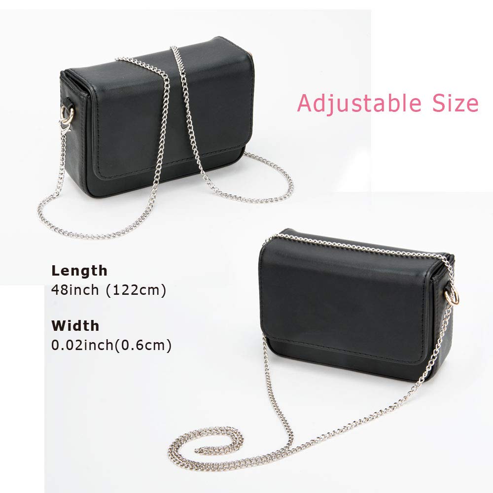 Lulupaxton Metal Bag Chain Replacement Strap with Two Clasps for Crossbody Leather Shoulder Bag,Purse,Women, Silver