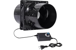 AMCHIXIN 4.72" 12V Exhaust Ventilation Duct Fan Kits with 4" Dual Duct Flange, Variable Speed Controller for 3D Printing, Fume and Smoke Extractors & Soldering Garage