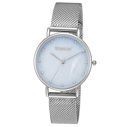 METROPOLITAN Damenuhr - Pearly, Silber/Perlmutt hellblau - Made with Crystals from Swarovski