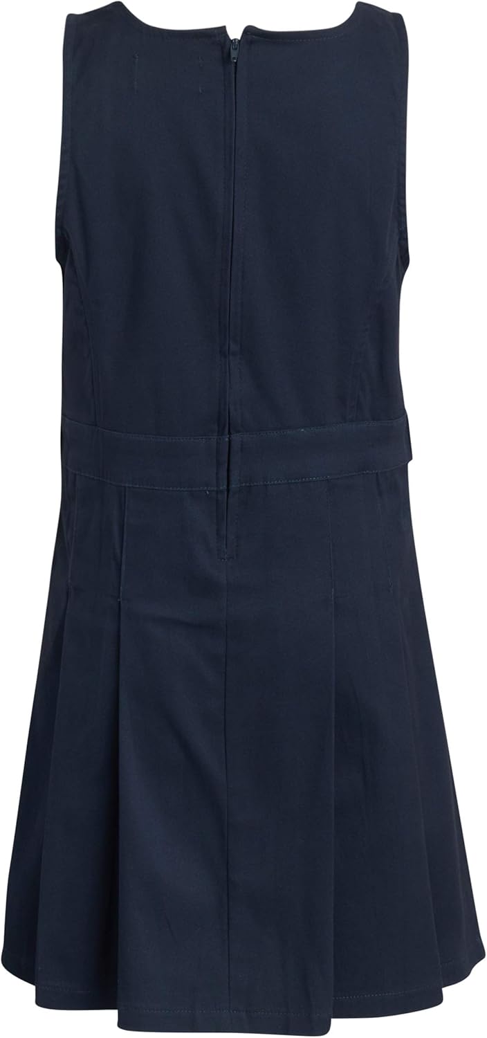 CHEROKEE Girls’ School Uniform - Cotton Twill Jumper Dress with Pleated Bottom: Clothing