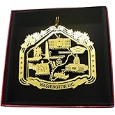 Nations Treasures Washington D.C. Souvenir Brass Christmas Ornament Gift Capitol White House Monuments Memorials