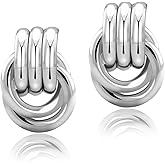 NIXMAX Chunky Gold Knot Earrings Statement Earrings for Women Gold Plated Dupes Geometric Dangle Earrings Hypoallergenic Fashion Trendy Jewelry Gifts