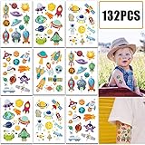132PCS Outer Space Party Favors Tattoos Temporary for Kids - Solar System Astronaut Planets Baby Shower/Birthday Party Supplies Decorations Goodie Bag Stuffers(12 Sheets)