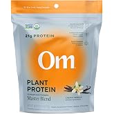 OM MUSHROOM SUPERFOOD Master Blend Vegan Protein &ndash; Organic Vanilla Plant Protein Powder, GLP-1 Friendly, Excellent Source of Protein, Good Source of Fiber, 10 Functional Mushrooms &ndash; 16 Servings