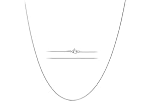 KISPER 24k White Gold Box Chain Necklace – Thin, Dainty, White Gold Plated Stainless Steel Chains for Women & Men with Lobster Clasp