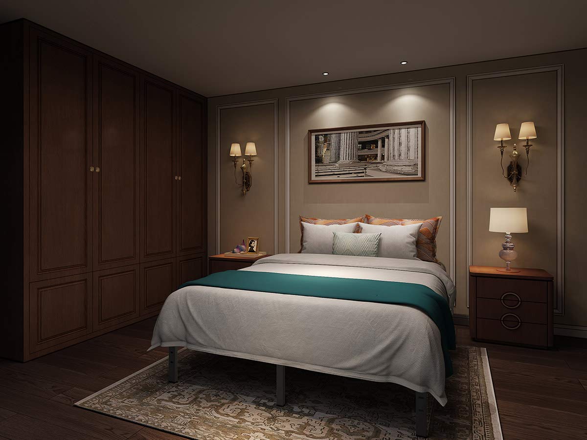 KING AROMUSTIME 16 Inch Metal Platform Bed Frame/Easy Assembly Mattress Foundation/Heavy Duty Steel Slat/Noise Free/Box Spring Replacement, KING