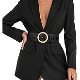 WHIPPY Wide Belts for Women with Fashion Round Gold Buckle Vintage Ladies Braided Wide Waist Belts for Dresses Coats