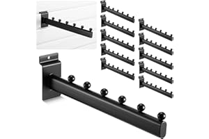 Yaocom 10 Pack 6 Ball Waterfall for Slatwall, 12 Inch Oval Tube Slat Wall Hanging Hooks Slatwall Hooks and Hangers Slat Wall Accessory for Clothing Retail Garage Shop Display (Black)