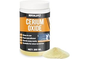 WANJAO Glass Scratch Remover, Cerium Oxide for Scuff Marks Scratches in Glass and Mirrors 3.5 Micron Cerium Oxide Powder for Mirrors, Jewelry, Ceramics & Metal, 200g