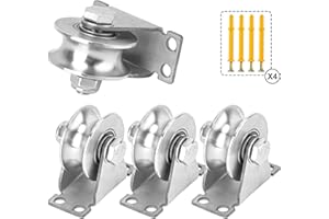 Biugaaufai 4 PCS 1.88 Inch U Type Groove Wheel Pulley, 201 Stainless Steel U-Type Groove Wheel with Screws, Wall Mounted Grooves Caster for Inverted Track, Rolling Gate, Industrial Machines