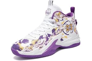 Aiscahent Kids Basketball Shoes, Leather Trendy Casual Sports Basketball Shoes Breathable Comfortable Boys Sneakers for Big Kids…