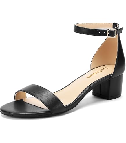comfortable black dress sandals DOBOLIN Women Dressy Walking Strappy Open Toe Wedding Shoes for Bride 1.2 Inch Low Block Heels Adjustable Ankle Strap Black Size 6 Comfortable Sandals for Womens shoulder asymmetrical mesh maxi Just Launched Pattern:A Ankle strap