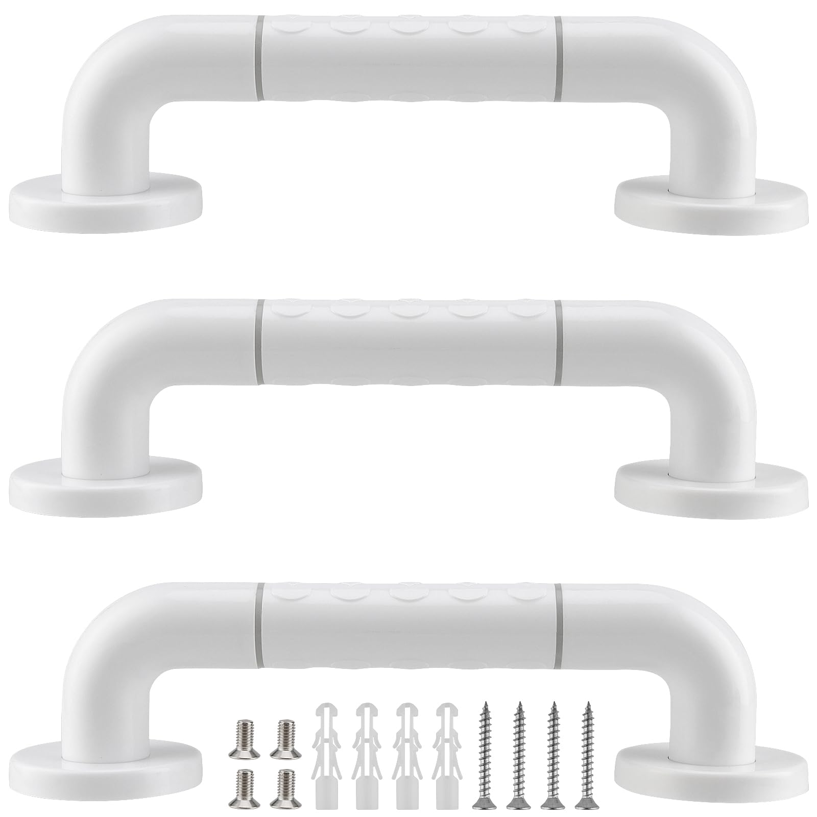 MOUYAT 3 Pcs 30cm Bathroom Grab Rails, 12 Inch Hand Rails with Anti-Slip Grip and Luminous Circles, Stainless Steel Grab Handle Rails for Bathroom, Shower, Staircase