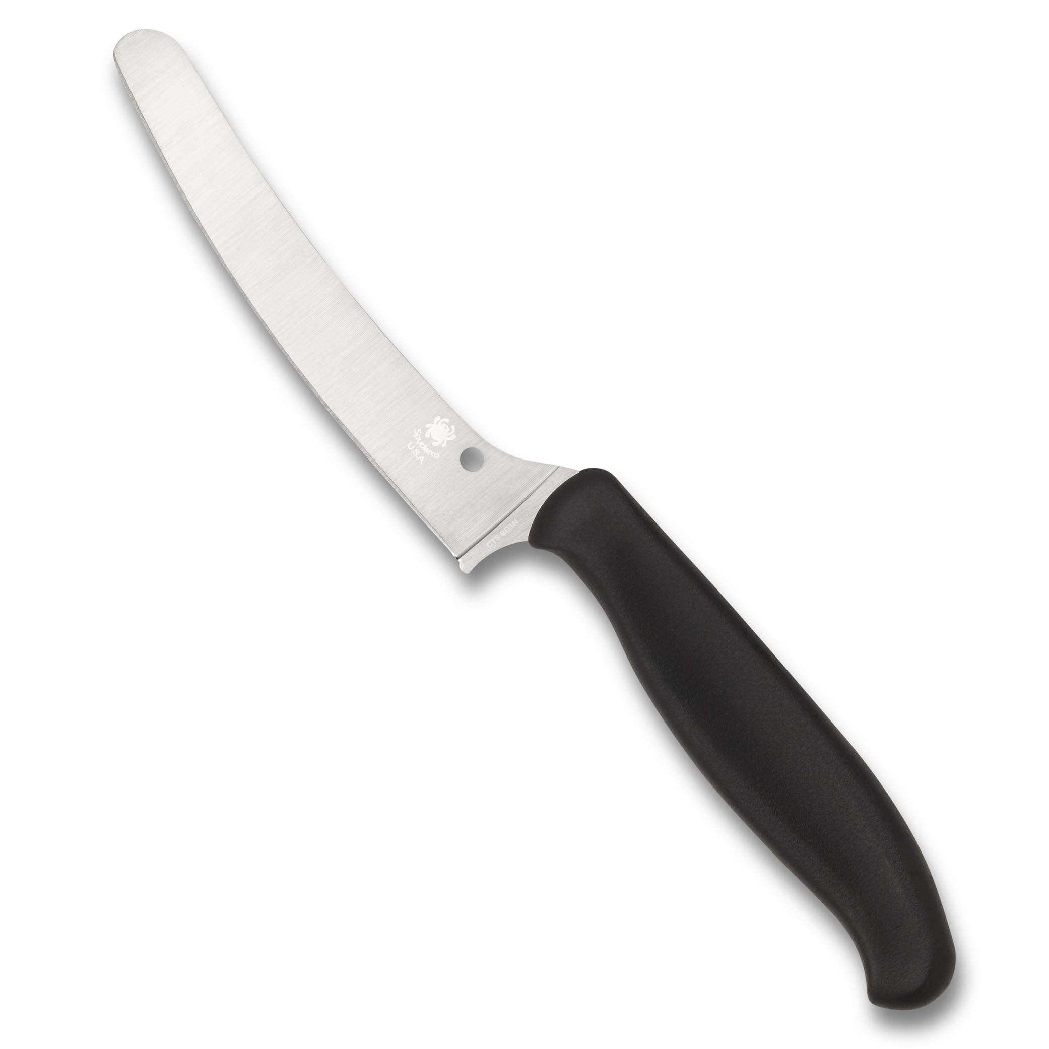 Spyderco Z-Cut Kitchen Knife with 4.3" Blunt Tip CTS BD1N Stainless Steel Blade and Durable Black Polypropylene Handle - PlainEdge - K13PBK