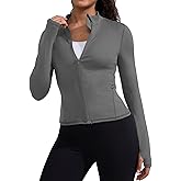 YIPINK Running Workout Jackets for Woman Lightweight Athletic Tops Slim Fit Yoga Sportwear with Thumb Holes Full Zip