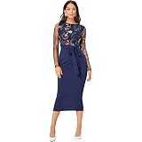 Amazon.com: SheIn vestido para mujer, entallado y elegante, mangas obispo  largas de malla : Ropa, Zapatos y Joyería