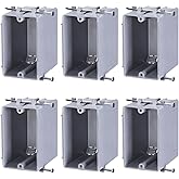 LEONLITE 22.5 Cubic Inch One Gang New Work Electrical Outlet Box, Ultra-deep Device Box, PVC Electrical Junction Box for Switch, GFCI, Step Light, ETL Listed, Gray, Pack of 6