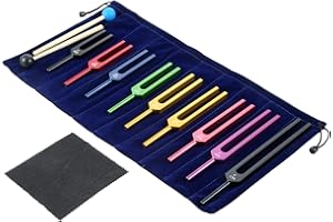 LEMFEMA Solfeggio Tuning Fork Set for Healing, Vibration, Sound Therapy, 9 PCS Color Tuning Forks for with 2 PCS Silicone Hammers, Storage Bag(174Hz, 285Hz, 396Hz, 417Hz, 528Hz, 639Hz, 741Hz, 852Hz, 963Hz)