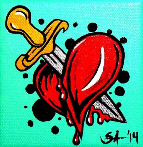 Heartache by Skinderella Broken Heart and Dagger Canvas Giclee Art Print