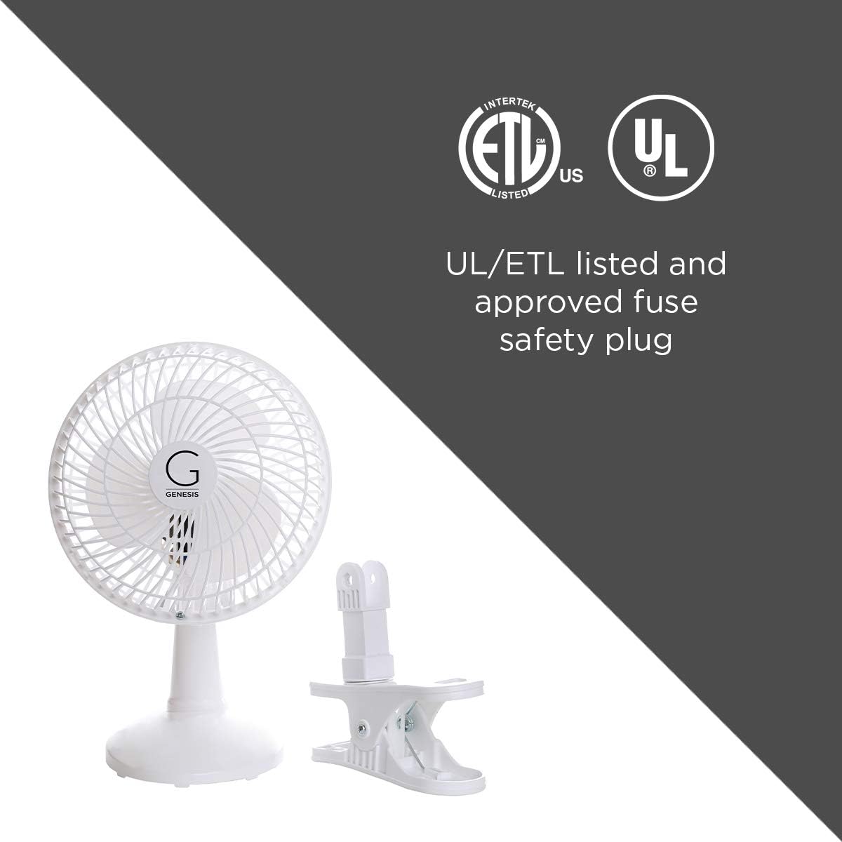 Genesis 6-Inch Clip Convertible Table-Top & Clip Fan Two Quiet Speeds - Ideal For The Home, Office, Dorm, More White: Home & Kitchen