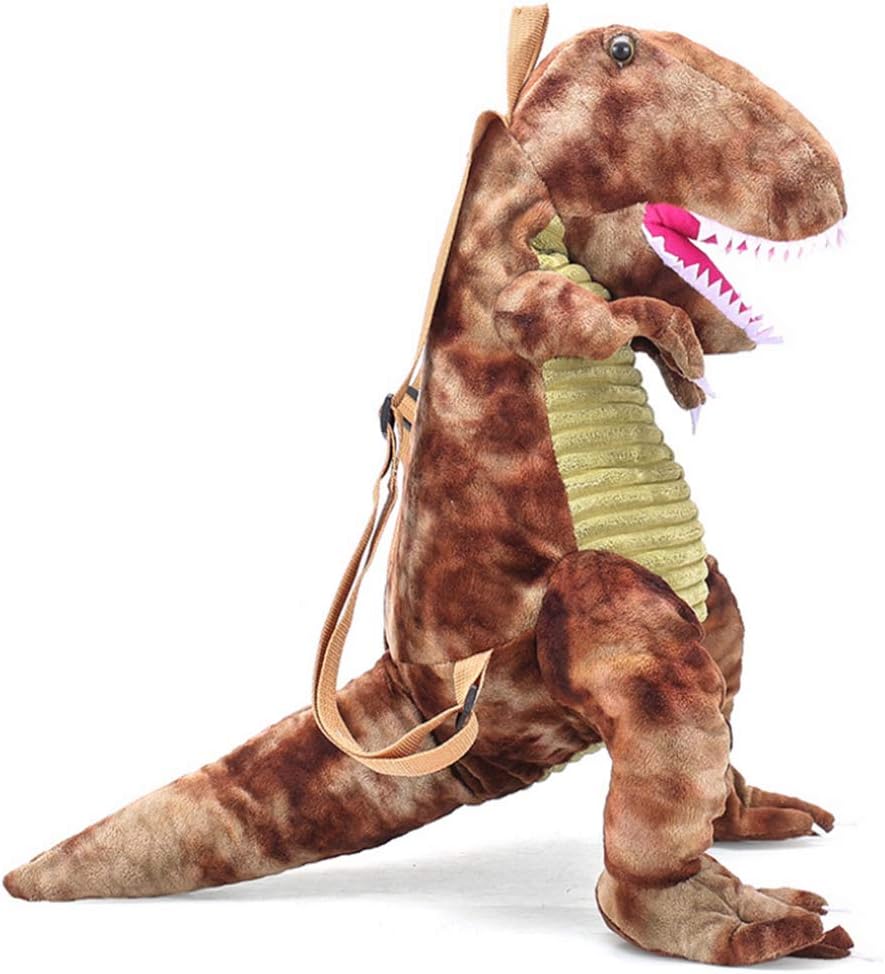 UCH 3D Stuffed Dinosaur Backpack,Plush Animal Toy Bags Anti-Theft for Toldder Teens (Brown Tyrannosaurus)