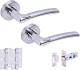 Hunta Columba Door Handle Latch Hinges Pack Polished Satin Chrome view 1