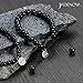 JADENOVA Natural Bead Bracelet Semi Precious Gemstone Beaded Bracelet for Women Healing Crystal Stone Stretch Bracelet Men Couple Bracelets (2pcs,6-8mm/8-10mm)