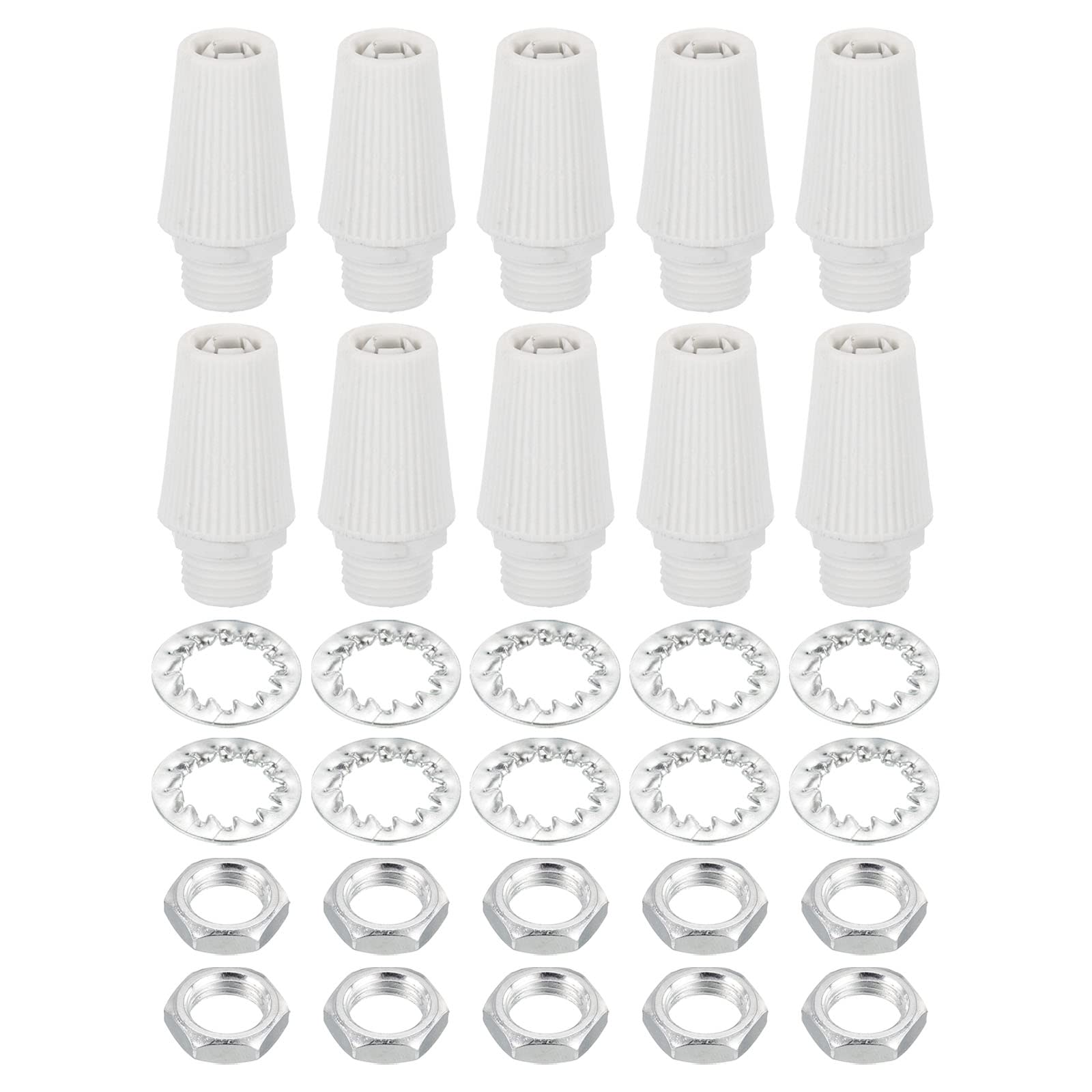 PATIKIL Lighting Cord Grips Connector, Carbon Steel Light Cable Glands, 10Pcs for Wiring Hanging Light Ceiling Pendant Lamp, White