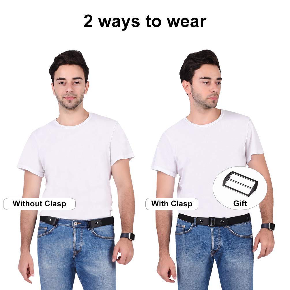 VBIGER Cinturón elástico invisible sin hebilla para hombres Ancho 1.4\