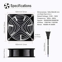 Wathai AC 12038 120mm x 38mm 110V 120V Dual Ball