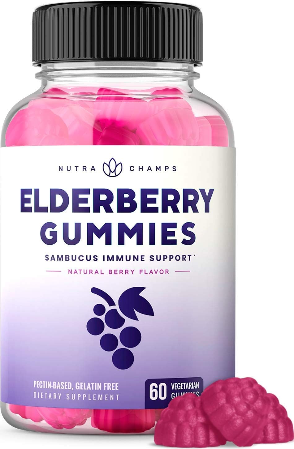 Elderberry Gummies for Kids & Adults [Double-Strength] Immune System Support - Sambucus Nigra Extract Antioxidant Supplement - 60 Vegetarian Gummy Vitamins: Health & Personal Care