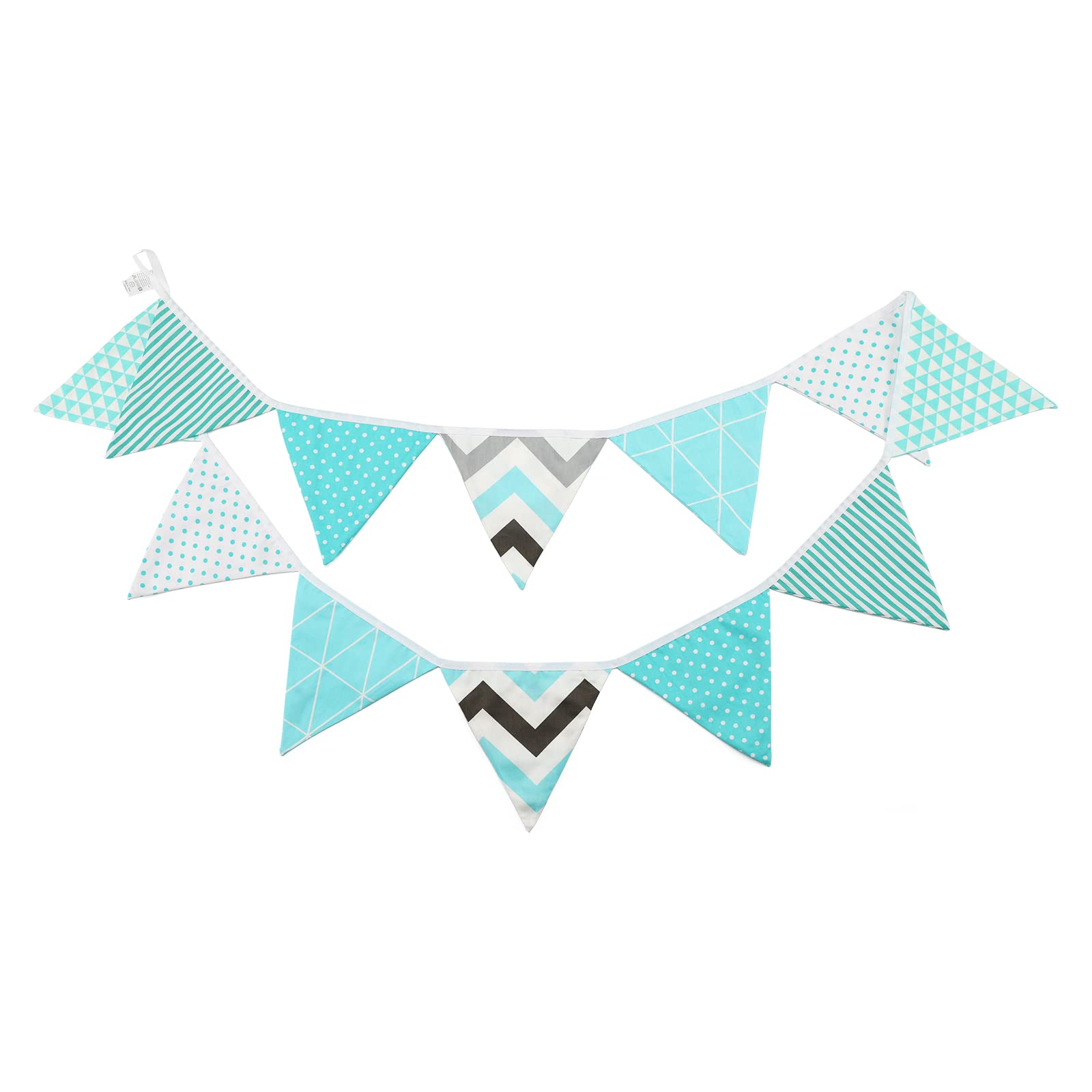 G2PLUS 10.8 Feet Colorful Fabric Bunting, Double Sided Pennant Flag Banners, Triangle Chic Garlands Decoration for Birthday Parties Ceremonies Kitchen Bedrooms (Blue)