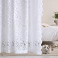 ALIGOGO Lace Curtains 72 Inch Length - Shabby Chic White Lace Curtains for Living Room/French Door Vintage Sheer Floral Window Curtains Rod Pocket 1 Pair 52 W x 72 L Inch,White