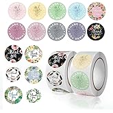 XIHE-CHUAMO 1000PCS Floral Thank You Stickers,Thank You Stickers Rolls for Small Business, Packaging, Envelopes, Gift Bags and Party Supplies,1 Inch,500 Pieces Each Roll