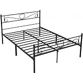 Bervinome 14 Inch Full Metal Bed Frame with Headboard and Footboard, Heavy Duty Steel Slat Support, Under-Bed Storage Space, No Noise, Easy Assembly, No Box Spring Needed, Black