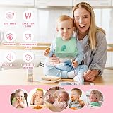Vicloon Silicone Baby Bibs 2 Pack Crumb Tray BPA Free Waterproof Blue Green view 6