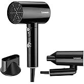 Licoseam Hair Dryer, 1600W Small Foldable Hair Blow Dryer, Fast Drying Compact Hair Dryer, Black