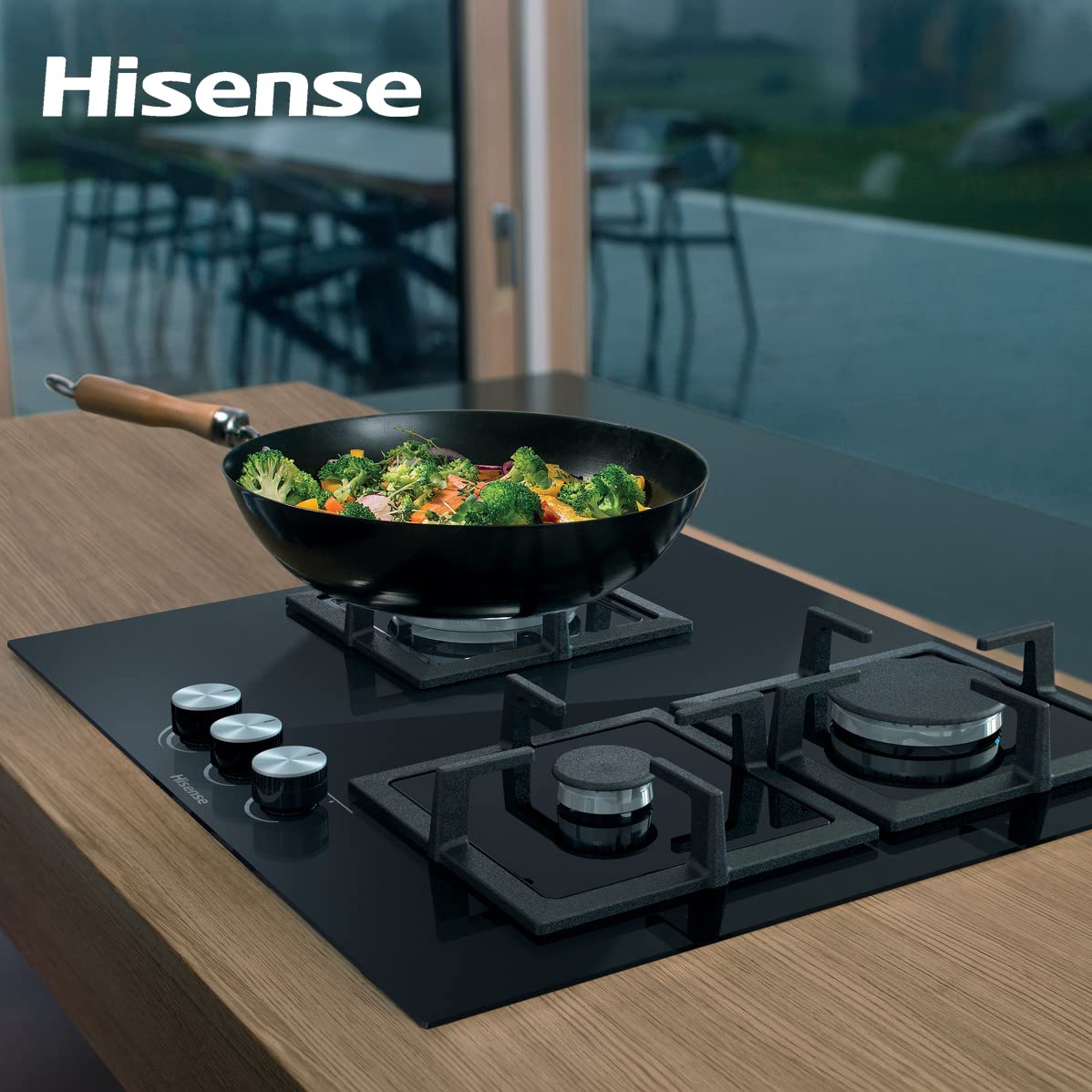 Hisense GG633B – Erdgas-Kochplatte, 3 Zonen, 60 cm, Grill aus Gusseisen und schwarzem Hartglas, automatische Zündung, in den Bedienelementen integriert, Sicherheit Gasstop, einfache Reinigung 6