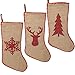 Meriwoods Burlap Chirstmas Stockings, 18 Inches 3 Pack Rustic Farmhouse Xmas Stockings, Holiday Decorations for Family Home with Embroidered Plaid