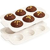 Silicone Muffin Pan for Baking, Collapsible Muffin Pan with Metal Reinforced Frame, Non-stick Silicone Molds for Baking, BPA Free & Oven Safe Cupcake Pan, Regular Size 6 CUP Non-Toxic (2 Pack)