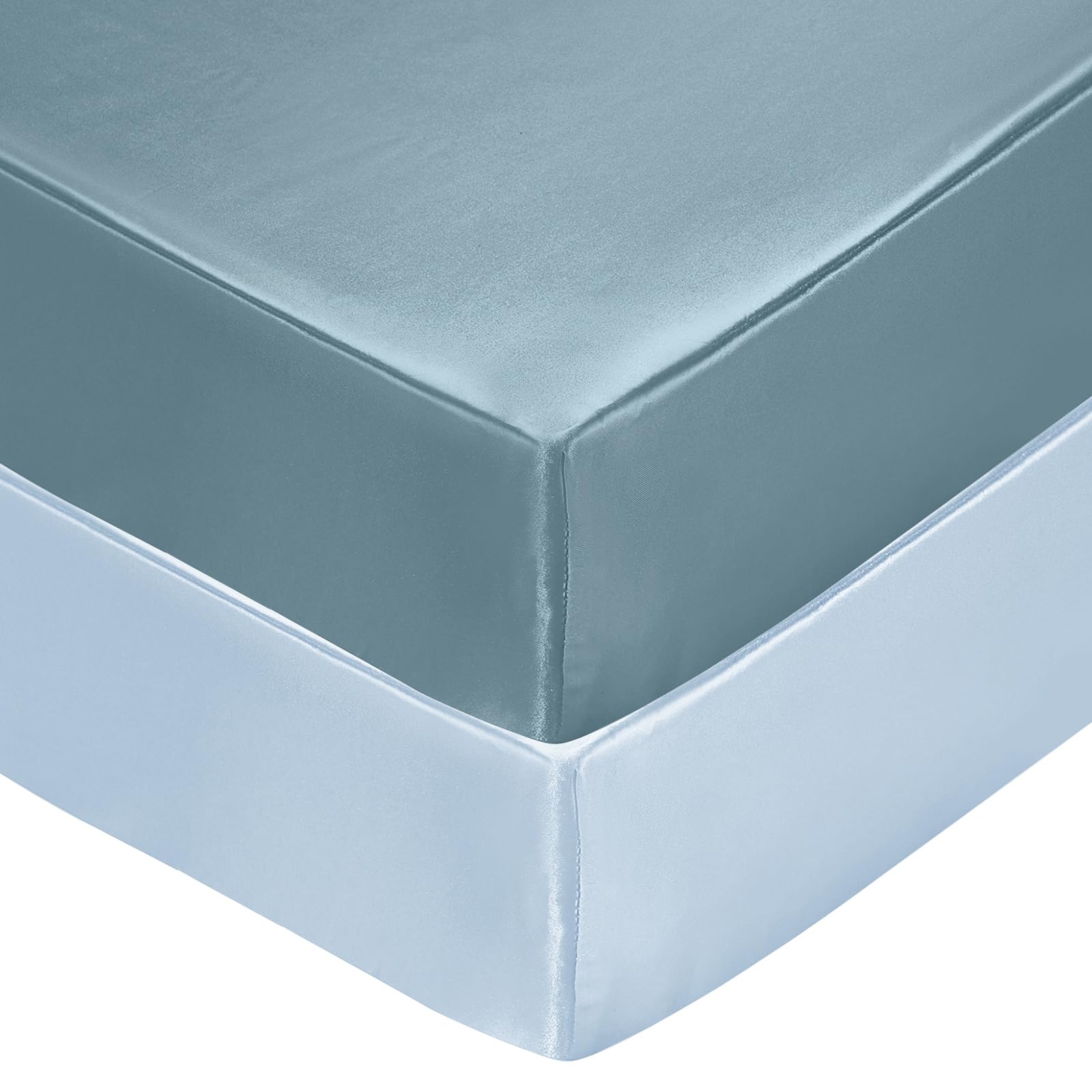 Photo 1 of SiinvdaBZX 2 Pcs Satin Mini Crib Sheets 38 x 24In, Silky Soft Mini Portable Crib Sheets Mattress Cover Portable Playard Sheets with 5In Deep Pocket, Great for Baby Hair (Fog Blue & Light Blue)