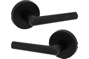 Weiser Milan Matte Black Door Handle, Reversible Passage Lever, Interior Door Handles for Hall and Closet Door, Non-Locking H