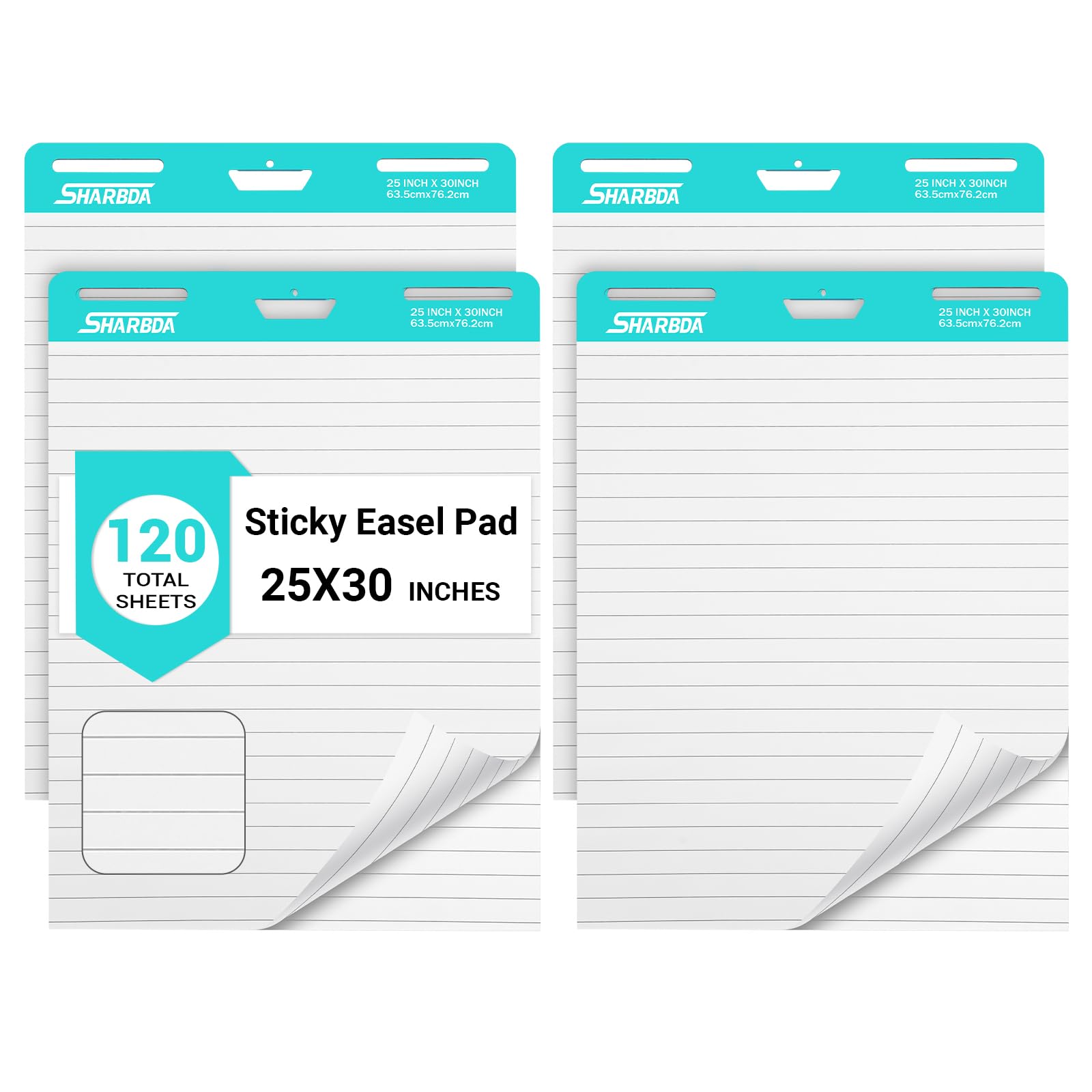 SHARBDA Lined Sticky Easel Pad, 25 in x 30 in,Flip