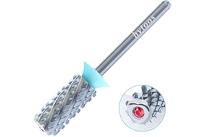 HYTOOS Tungsten Carbide Acrylic Nail Drill Bit Professional Efile Chrome 6.6mm Red Crystal Top Large Barrel Nail Bits 3/32" 2 Way Beginner Electric File Manicure Art Polishing Remove Gel 4XC