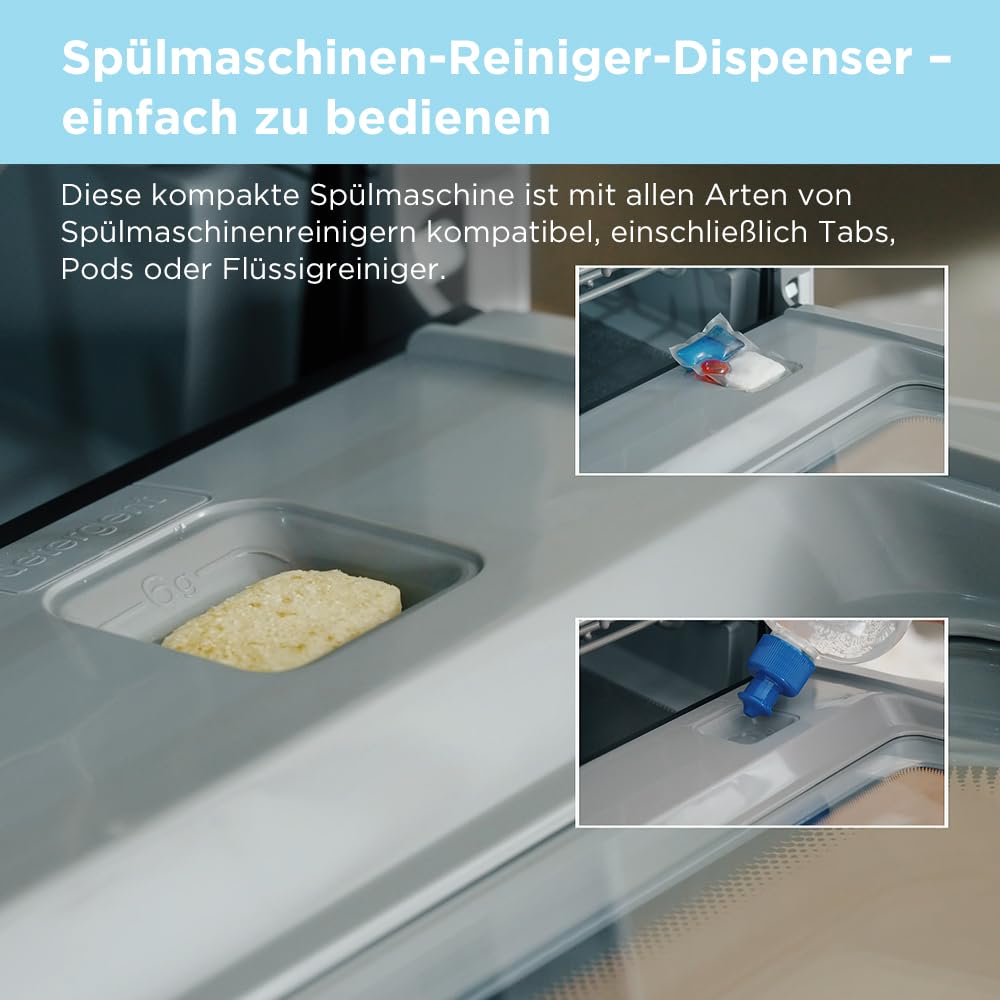 Midea Tischgeschirrspüler für 3 Gedecke, mit und ohne Wasseranschluss Verwendbar, IOT-Steuerung, 6+1 Programme, Touch Control, Mini Geschirrspüler für Wohnungen, Schlafsäle und Wohnmobile 8
