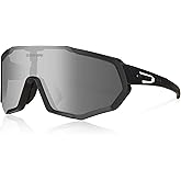 Queshark Cycling Glasses, Sports Sunglasses for Men Women, 1 Polarized 2 HD Lens, Polarized Sunglasses for Cycling Running