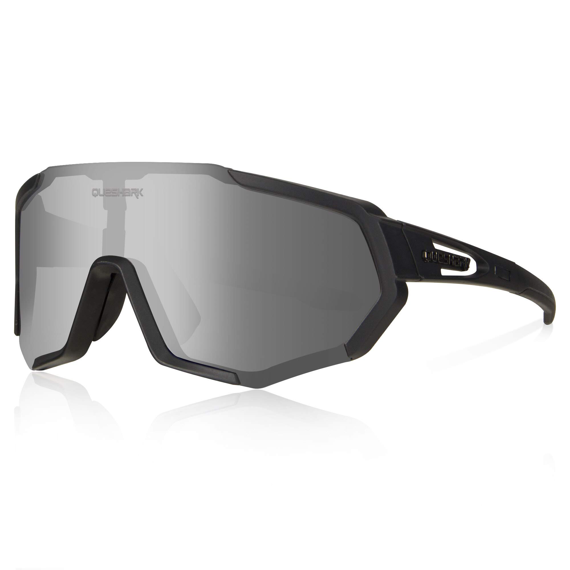 Queshark Cycling Glasses, Sports Sunglasses, Polarized Cycling Glasses with 3 Interchangeable Lenses | 29g TR90 Lightweight | UV400 Protection, for MTB, Cycling, Running, Driving, E-Bike