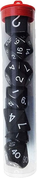 Jumbo RPG Dice Sets: Black/White Opaque Polyhedral 7-Die Set