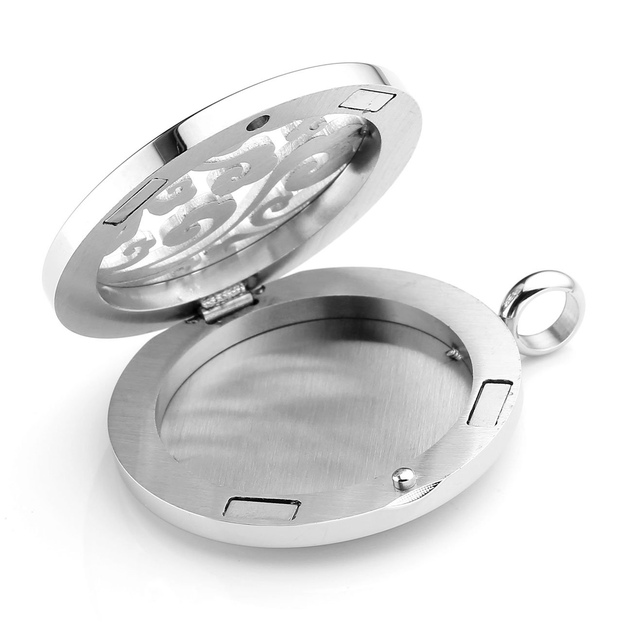 PiercingJ - Bijoux Collier Pendentif Ouvrir Nuage + Bracelet Aromatique Diffuseur de Parfum Huile Essentielle Hypoallergeniques Porte Photo Acier Inoxydable + 12PCS Coton Parfum#02